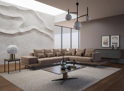 Living room corner sofa L-shape designer luxury set furnishing coffee table new